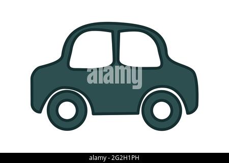 Car icon isolated on white background. Cartoon automobile symbol. Simple black vehicle sign. Vehicle pictogram or logo. Stock vector illustration Stock Vector