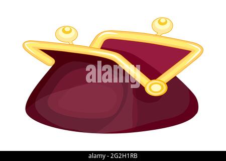 Wallet isolated on white background. Cartoon red open purse. Wallet icon or finance mobile app. Income and earnings symbol. Stock vector illustration Stock Vector