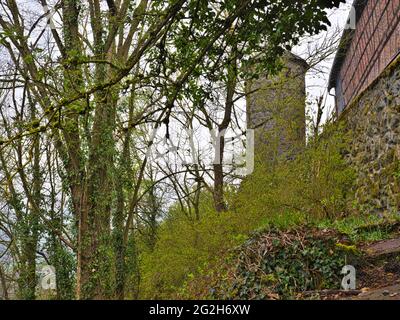 Europe, Germany, Hesse, Marburger Land, Amöneburg, Wall Trail at the Brücker Tower Stock Photo