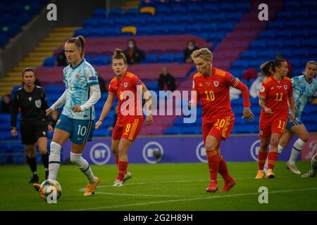 Cardiff, Wales. 27 October 2020. UEFA Women's Euro 2022 qualifying Group C match between Wales Women and Norway Women. Stock Photo