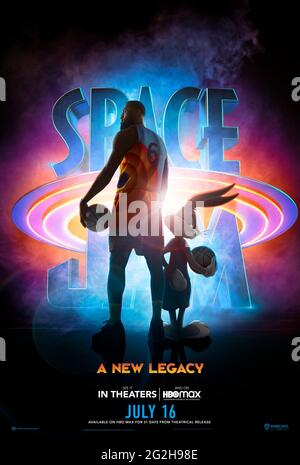 RELEASE DATE: July 16, 2021 TITLE: Space Jam: A New Legacy STUDIO: Warner Animation Group DIRECTOR: Malcolm D. Lee PLOT: NBA superstar LeBron James teams up with Bugs Bunny and the rest of the Looney Tunes for this long-awaited sequel. STARRING: Lebron James and Bugs Bunny poster art. (Credit Image: © /Entertainment Pictures) Stock Photo