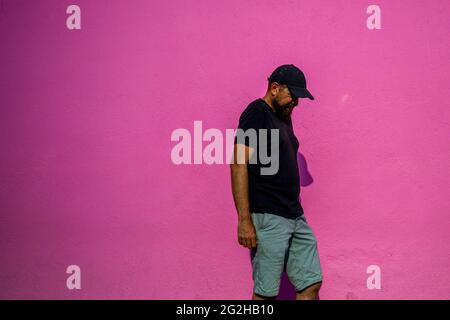 The Pink Wall at the Paul Smith Store in Los Angeles, California, USA Stock Photo