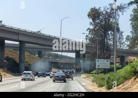Bridge in Los Angeles, California, USA - seen from the Santa Monica Freeway / Interstate 10 Stock Photo
