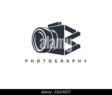 Camera logo template. Camera logo icon on white background. Trendy design logo camera. Stock Vector