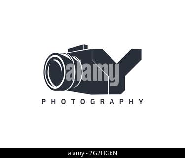 Camera logo template. Camera logo icon on white background. Trendy design logo camera. Stock Vector
