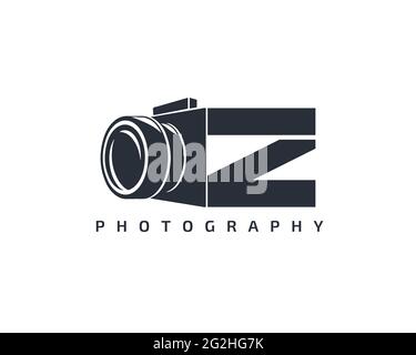 Camera logo template. Camera logo icon on white background. Trendy design logo camera. Stock Vector