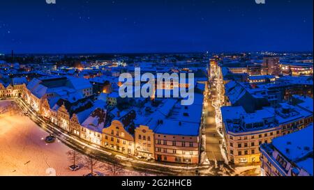 Winter mood on the old market in Cottbus Stock Photo