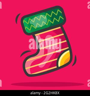 christmas socks vector illustration in flat style Stock Vector