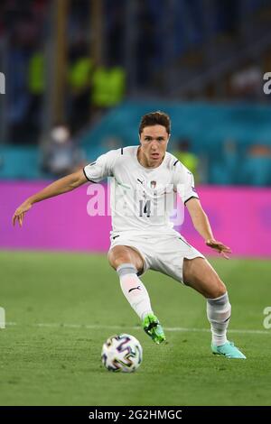 Rome, Italy. 11th June 2021. Federico Chiesa (Italy) during the Uefa 'European Championship 2020' match between Turkey 0-3 Italy at Olimpic Stadium on June 11, 2021 in Roma, Italy. Credit: Maurizio Borsari/AFLO/Alamy Live News Stock Photo