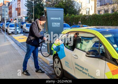 MOBIpunkt with fast charging station: Saxony's state capital Dresden wants to become a model city for electromobility Stock Photo