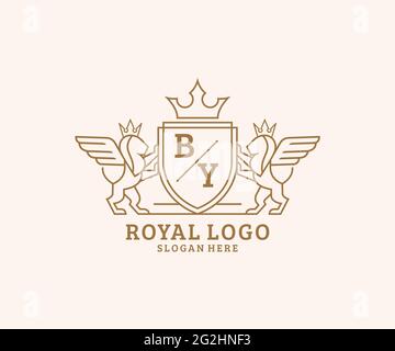 Royal Lion logo, hotel logo, luxury brand logo template. Stock Vector