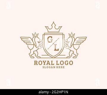 GL Letter Lion Royal Luxury Logo template in vector art for luxurious ...