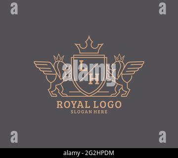 LH Letter Lion Royal Luxury Logo template in vector art for luxurious ...