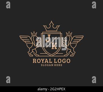 JK Letter Lion Royal Luxury Logo template in vector art for luxurious ...