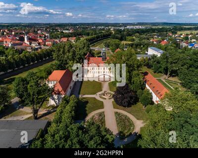 Elsterwerda Castle and Park on the river Black Elster Stock Photo