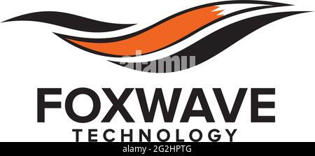 Fox tail technology logo design vector template Stock Vector
