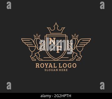 NF Letter Lion Royal Luxury Heraldic,Crest Logo template in vector art ...