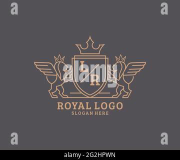 RL Letter Lion Royal Luxury Heraldic,Crest Logo template in vector art for Restaurant, Royalty, Boutique, Cafe, Hotel, Heraldic, Jewelry, Fashion and Stock Vector
