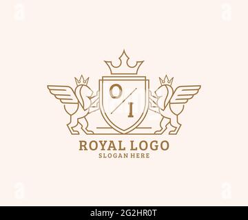 OI Letter Lion Royal Luxury Logo template in vector art for luxurious ...
