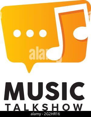 Music talkshow logo design vector template Stock Vector