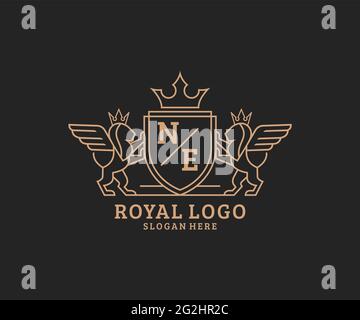 NE Letter Lion Royal Luxury Logo template in vector art for luxurious ...