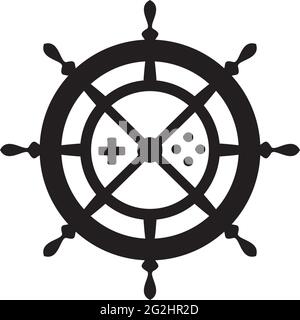 Ship steering game logo design vector template Stock Vector