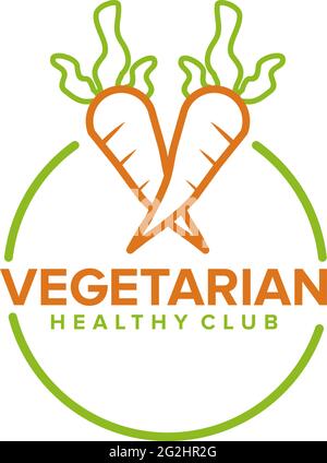 Vegetarian club logo incorporated with carrot icon vector template Stock Vector