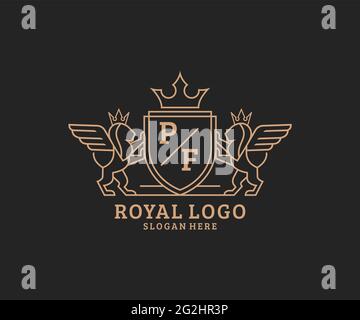 PF Letter Lion Royal Luxury Logo template in vector art for luxurious ...