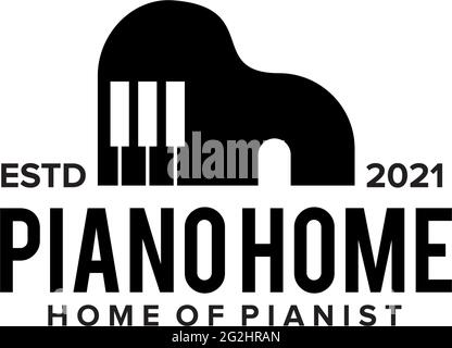 Home piano logo design vector template Stock Vector