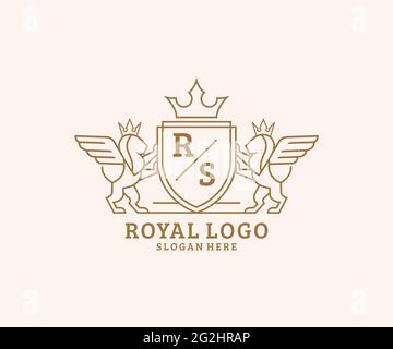 PM Letter Lion Royal Luxury Logo template in vector art for