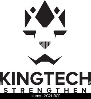 Lion king technology logo design vector template Stock Vector