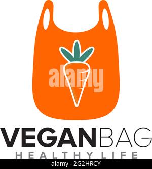 Vegetarian bag logo design vector template Stock Vector