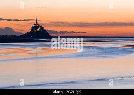 Evening mood in the bay of Mont-Saint-Michel, France, Normandy, Department Manche