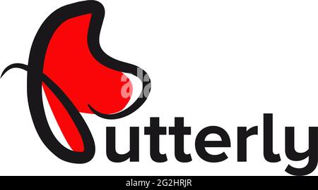 Butterfly text logo design vector template Stock Vector