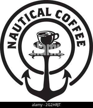 Nautical coffee logo design vector template Stock Vector