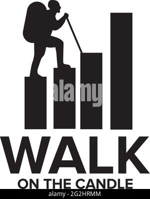 Walk on the candle stick forex logo design template Stock Vector