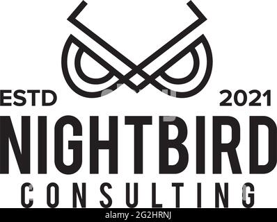 Line owl bird logo design vector template Stock Vector