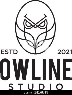 Line owl bird logo design vector template Stock Vector
