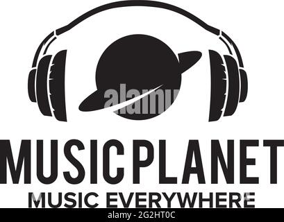 Music planet logo design vector template Stock Vector
