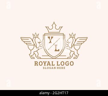 Yl letter initial with royal wing logo template Vector Image