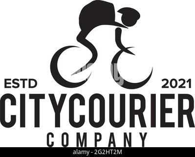 Bicycle courier logo design vector template Stock Vector