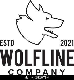 Wolf head line logo design vector template Stock Vector