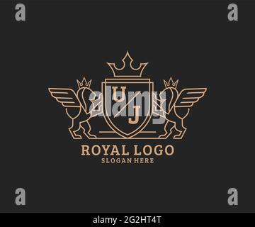UJ Initial Letter Luxury Logo template in vector art for Restaurant ...