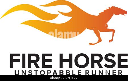 Fire horse logo design vector template Stock Vector