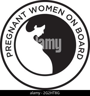 Pregnant woman on board logo design vector template Stock Vector