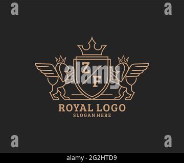 ZF Letter Lion Royal Luxury Logo template in vector art for luxurious ...