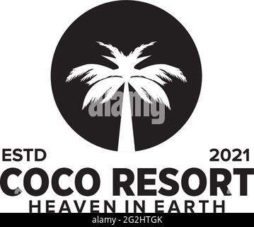 Coconut tree logo design for resort company template Stock Vector