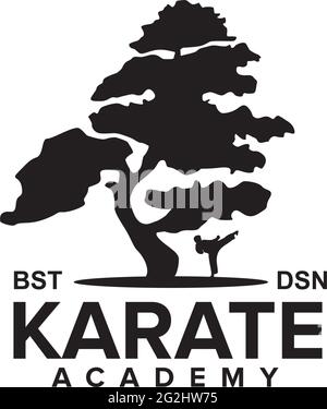 Karate training academy logo design vector template Stock Vector