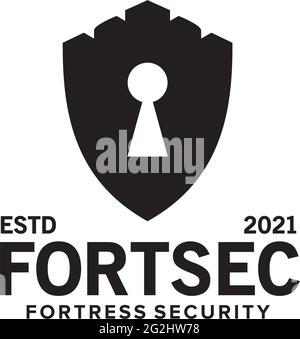 Fortress security logo design vector template Stock Vector