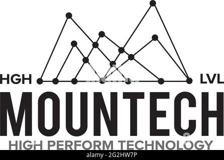 Mountain technology logo design vector template Stock Vector